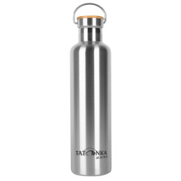 Botella térmica de acero inoxidable Tatonka Hot + Cold Stuff Bamboo Lid 1000 plata