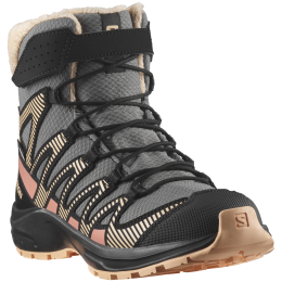 Botas de invierno para niños Salomon Xa Pro V8 Winter Waterproof gris Pewter / Black / Peach Fuzz