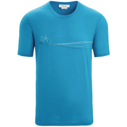 Camiseta funcional de hombre Icebreaker Men Tech Lite II SS Tee Cadence Paths azul Geo Blue