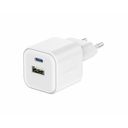 Cargador Swissten TRAVEL CHARGER GaN 1x USB-C 35W PD + 1x USB-A 27W QC blanco