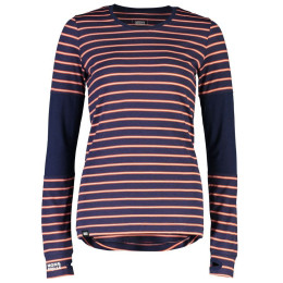 Camiseta funcional de mujer Mons Royale Cornice LS azul/rojo AlpineStripe
