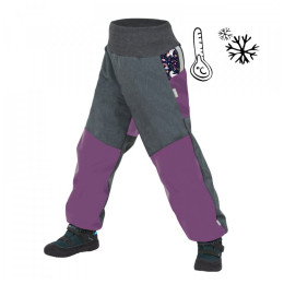 Pantalones softshell con forro polar para niños Unuo Basic Vzor violeta/gris