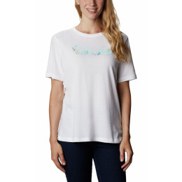 Camiseta de mujer Columbia Bluebird Day Relaxed Crew blanco WhiteWindFloralBrand