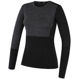 Camiseta de mujer MOOA MerinoSilk Block 160 long negro black melange