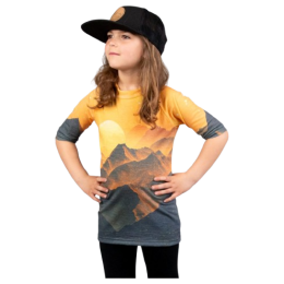 Camiseta funcional para niños Drexiss All Sunset Yellow Merino Active amarillo/negro