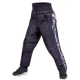 Pantalones softshell para niños Unuo žíhané gris/azul