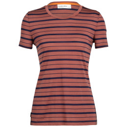 Camiseta de mujer Icebreaker Women Wave SS Tee Stripe 2023 rojo/negro grape