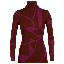 Sudadera funcional de mujer Icebreaker 250 Vertex LS Half Zip Fractured Landscapes rojo espresso/cherry/j