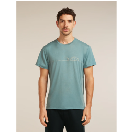 Camiseta funcional de hombre Icebreaker Merino Blend Core SS Tee Single Line Camp azul claro BLUE ASH