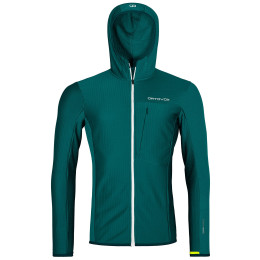 Chaqueta de hombre Ortovox Fleece Light Grid Hooded Jacket verde Pacific Green