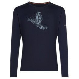 Camiseta funcional de hombre Icebreaker Men Merino 200 Oasis LS Crewe SkiingYeti azul oscuro Midnight Navy
