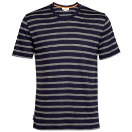 Camiseta de hombre Icebreaker Drayden SS Tee Stripe azul oscuro midnight navy/gritstone heather/s