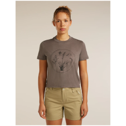 Camiseta de mujer Icebreaker Merino 150 Tech Lite SS Crop Tee Seed Story marrón claro PORCINI