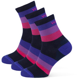 Calcetines Warg Happy Merino W Mixed Stripes 3 pack azul/violeta Navy/Purple