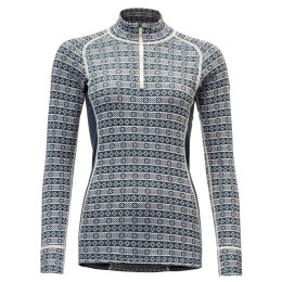Camiseta funcional de mujer Devold Alnes Woman Half Zip Neck azul/blanco Night