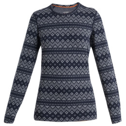 Camiseta funcional de mujer Icebreaker W Mer 260 Vertex LS Crewe First Snow azul oscuro Midnight Navy/Snow/J