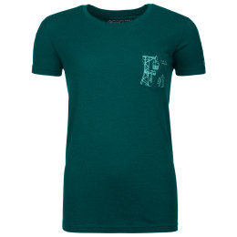 Camiseta de mujer Ortovox W's 185 Merino Way To Powder TS verde PacificGreen