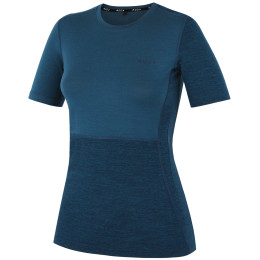 Camiseta de mujer MOOA MerinoSilk Block 160 short azul lagoon blue