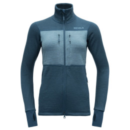 Sudadera funcional de mujer Devold Egga Grid Merino Jkt azul/ azul claro Flood/Moon