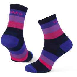 Calcetines Warg Happy Merino W Stripes azul/violeta Navy/Purple