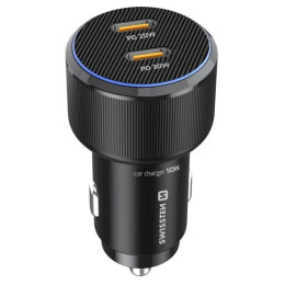 Adaptador Swissten Car Charger 2X USB-C PD, 50W + cabel USB-C / USB-C, 1 m