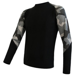 Camiseta funcional de hombre Sensor Merino Impress dl.r. negro Black/Camo