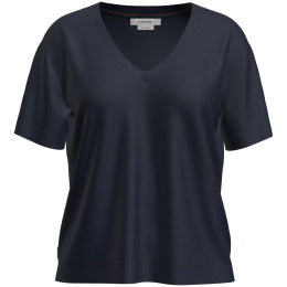 Camiseta funcional de mujer Icebreaker W Mer 150 Tech Lite SS Relax V Neck Tee azul oscuro Midnight Navy