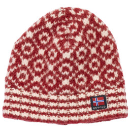 Gorro de invierno Devold Svalbard Wool Beanie rojo/blanco HINDBERRY/OFFWHITE