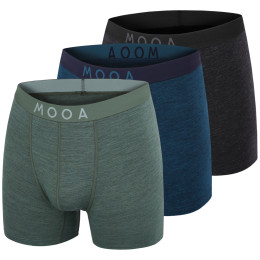 Calzoncillos bóxer para hombre MOOA MerinoSilk 4in 3-pack mix1 black melange+lagoon blue melange+green melange