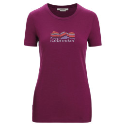 Camiseta funcional de mujer Icebreaker Women Tech Lite II SS Tee Mountain Geology violeta Go Berry