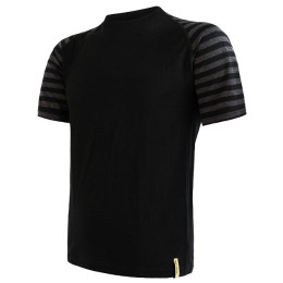 Camiseta funcional de hombre Sensor Merino Air kr. r. negro/gris Black/TmHeStripes