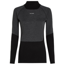 Camiseta funcional de mujer Icebreaker Women Mer 200 Oasis+ LS High Neck negro/gris Blk/Jtht/Und/Cb
