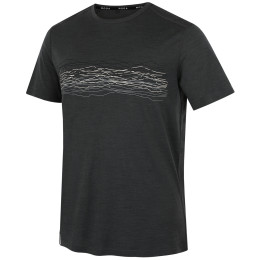 Camiseta de hombre MOOA Merino Lyolite Waves 150 Short negro black melange