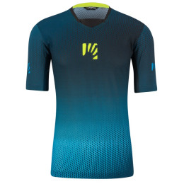 Camiseta de hombre Karpos Val Di Dentro Tee azul claro Black/ Enamel Blue/Yellow Fluo