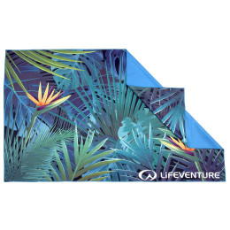 Toalla de secado rápido LifeVenture Printed SoftFibre Trek Towel azul/verde Tropical