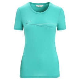 Camiseta funcional de mujer Icebreaker Tech Lite II SS Tee Cadence Paths verde claro Fresh