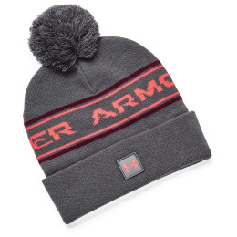 Gorro de invierno para hombre Under Armour Halftime Pom Beanie gris Pitch Gray / Dark Maroon / Venom Red