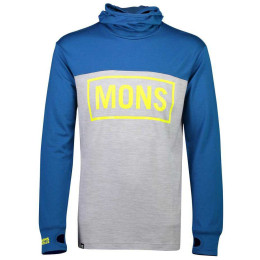 Camiseta de hombre Mons Royale Yotei Powder Hood LS modrá azul GrayMarl/OilyBlue