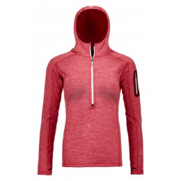 Sudadera de mujer Ortovox Fleece Light Melange Zip Neck rojo HotCoral