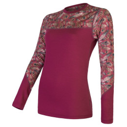 Camiseta de mujer Sensor Merino Impress, dl.rukáv rosa Lilla/Feather