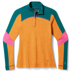 Camiseta funcional de mujer Smartwool W Classic Thrml Mrn Bl Colorbl 1/4 Zip B naranja Marmalade Heather