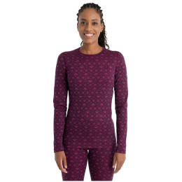 Camiseta funcional de mujer Icebreaker W Mer 200 Oasis LS Crewe First Snow violeta Nightshade/Tempo/Aop
