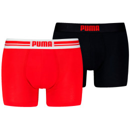 Calzoncillos bóxer para hombre Puma Everyday Placed Logo Boxer 2P negro/rojo Red / Black