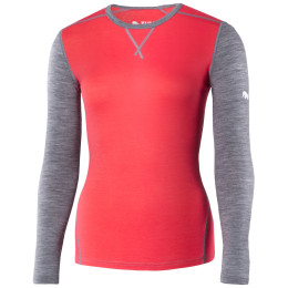 Camiseta de mujer Zulu Merino 160 Long gris/rosa coral/grey melange