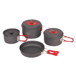 Vajilla Bo-Camp Cookware set Explorer XL gris Gray/Red