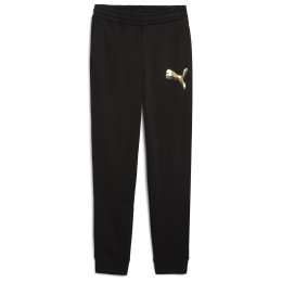 Pantalones de chándal para mujer Puma ESS METALLIC Sweatpants FL negro PUMA Black-Metallic Gold