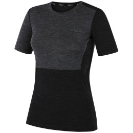 Camiseta de mujer MOOA MerinoSilk Block 160 short negro black melange