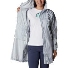 Cortavientos de mujer Columbia Flash Challenger Long Windbreaker gris claro Cirrus Grey