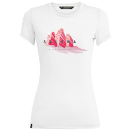 Camiseta de mujer Salewa Lines Graphic Dry W T-Shirt. blanco/rojo Optical White