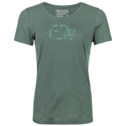 Camiseta funcional de mujer Ortovox 120 Cool Tec Leaf Logo Ts W 2023 gris/verde arctic grey